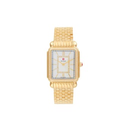 Deco II 29MM Goldtone Stainless Steel, Diamond & Mother of Pearl Analog Watch