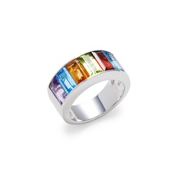 Sterling Silver & Multi Stone Band Ring