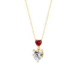 14K Gold Vermeil Sterling Silver & Cubic Zirconia Heart Necklace/14