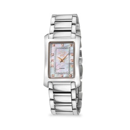 Luino 23MM Stainless Steel, Mother of Pearl & Diamond Bracelet Watch