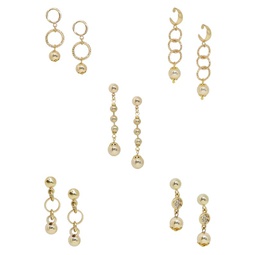 Set of 5 18K Goldplated & Cubic Zirconia Dangle Earrings