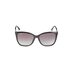 55MM Faux Crystal Cat Eye Sunglasses