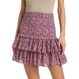 Naomi Smocked Wool Blend Mini Skirt