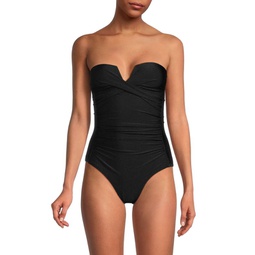 Ruched Strapless One Piece Swimsuit