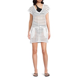Stripe Mesh Cover Up
