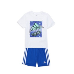 Little Boys 2-Piece Logo Tee & Shorts Set