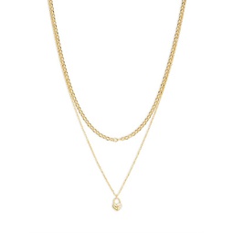 18K Yellow Goldplated Sterling Silver Heart Layered Chain Necklace
