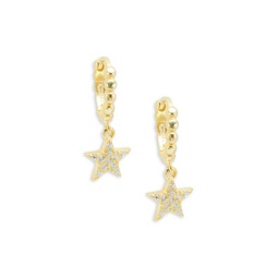 18K Goldplated Sterling Silver & Cubic Zirconia Star Drop Earrings