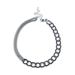 Look Of Real Rhodium Plated & Cubic Zirconia Curb Chain Necklace