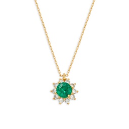 Sunny Halo Goldtone & Cubic Zirconia Pendant Necklace