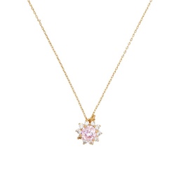 Sunny Halo Goldtone & Cubic Zirconia Pendant Necklace