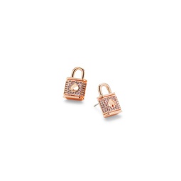 Goldtone & Cubic Zirconia Padlock Stud Earrings