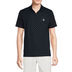 Square Dotted Zip Polo