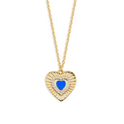18K Goldplated Sterling Silver, Cubic Zirconia & Enameled Heart Pendant Necklace