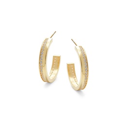 18K Yellow Goldplated Sterling Silver & Cubic Zirconia Half Hoop Earrings