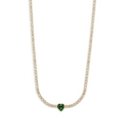 18K Goldplated Sterling Silver & Cubic Zirconia Heart Tennis Necklace