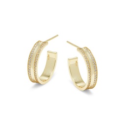 18K Goldplated Sterling Silver & Cubic Zirconia Half Hoop Earrings