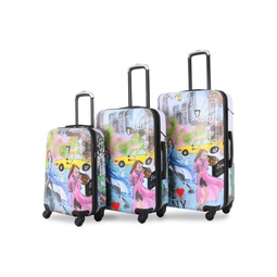 York Love 3-Piece Print Hardshell Luggage Set