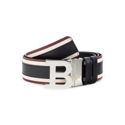 Striped Reversible Leather Belt