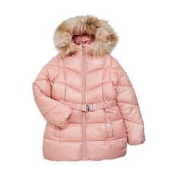 Girl's Belted Puffer Coat