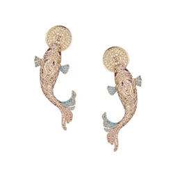 Luxe 18K Goldplated & Cubic Zirconia Koi Fish Drop Earrings