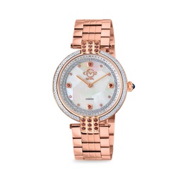 Matera 35MM Stainless Steel, Mother Of Pearl, Diamond & Gemstone Bracelet Watch