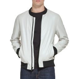 Croc-Embossed Faux Leather Bomber Jacket