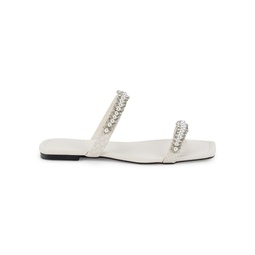 Penna Faux Pearl Embellished Flat Sandals