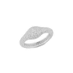 Sterling Silver & Cubic Zirconia Pave Signet Ring