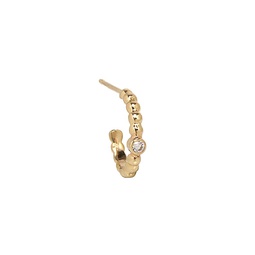 Gold Beads 14K Yellow Gold & Bezel 0.03 TCW Huggie Hoop Single Earring