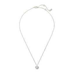 Silvertone & Cubic Zirconia Heart Pendant Necklace