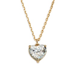 Elegant Edge Goldtone Metal & Cubic Zirconia Heart Pendant Necklace