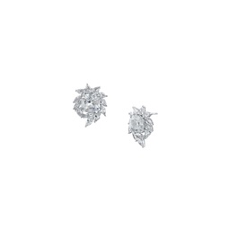 Rhodium Plated & Cubic Zirconia Swirl Stud Earrings