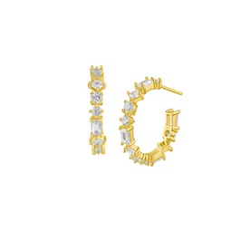 Look Of Real 14K Goldplated & Cubic Zirconia Classic Half Hoop Earrings