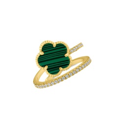 Look Of Real 14K Goldplated & Cubic Zirconia Clover Ring