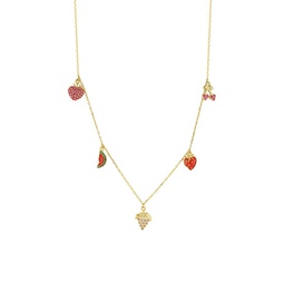 14K Goldplated Sterling Silver & Cubic Zirconia Enamel Charm Necklace/16