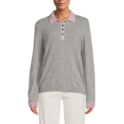 Heathered Cashmere Polo Sweater