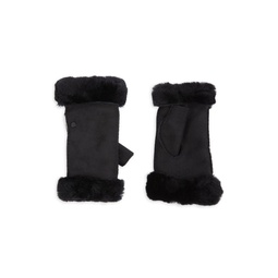 Shearling Lined Leather Fingerless Gloves