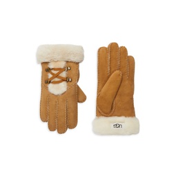 Shearling Lace Up Gloves