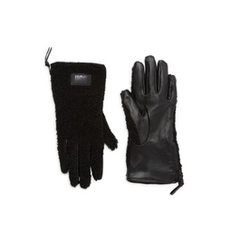 Leather & Faux Shearling Gloves