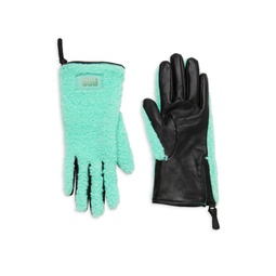 Leather & Faux Shearling Gloves