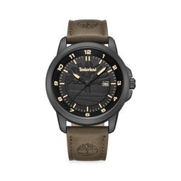 Classic 44MM Metal & Leather Strap Watch