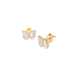 Outshine 14K Yellow Gold Vermeil & Mother of Pearl Butterfly Stud Earrings