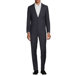 Skinny Fit Checked Wool Blend Suit