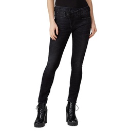 Asymmetric Mid Rise Skinny Fit Jeans