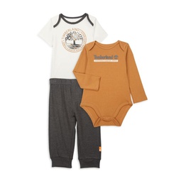 Baby Boys 3-Piece Logo Bodysuits & Joggers Set