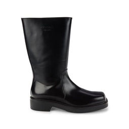 Leather Stovepipe Mid Calf Boots