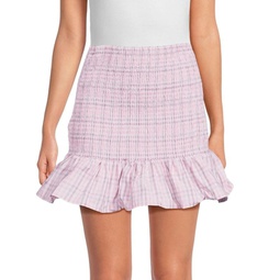 Yaki Checked Smocked Mini Skirt