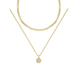 18K Goldplated & Cubic Zirconia Layered Necklace
