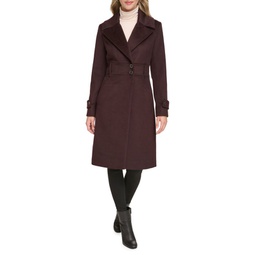 Solid Wool Blend Trench Coat